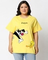 Shop Women's Yellow Tweety Chase Graphic Printed Plus Size T-shirt-Front