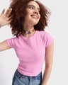 Shop Women's Pink Slim Fit Short Top-Front