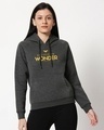 Shop Women's Grey Believe In Wonder Typography Hoodie-Front