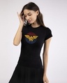 Shop Wonder Woman Foil Logo Half Sleeve T-Shirt (DCL)-Design