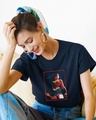 Shop Wonder Woman Frame Boyfriend T-Shirt Navy Blue (DCL)-Front