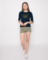 Shop Wonder Woman Gold Plated Logo Round Neck 3/4th Sleeve T-Shirt Navy Blue (DCL)-Design