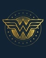 Shop Wonder Woman Gold Plated Logo Round Neck 3/4th Sleeve T-Shirt Navy Blue (DCL)-Full