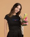 Shop WONDER WOMAN RETRO STRIPE Half Sleeve Printed T-Shirt Black (DCL)-Front