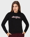 Shop Women's Black Wonder Women Typography Sweater-Front