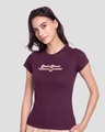 Shop Wonder Women Stripes Half Sleeve T-Shirt (DCL) Deep Purple-Front