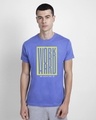 Shop Men's Blue Work Hard Box Typography T-shirt-Front