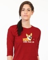 Shop Work Mode On Dog Round Neck 3/4th Sleeve T-Shirt-Front