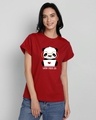 Shop Work Mode On Panda Boyfriend T-Shirt-Front