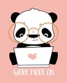 Shop Work Mode On Panda Half Sleeve T-shirt-Full