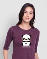 Shop Work Mode On Panda Round Neck 3/4th Sleeve T-Shirt-Front