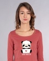 Shop Work Mode On Panda Scoop Neck Full Sleeve T-Shirt-Front