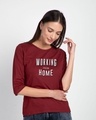 Shop Working From Home Round Neck 3/4 Sleeve T-Shirt Scarlet Red-Front