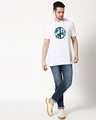 Shop World Peace Half Sleeve Hoodie T-Shirt White-Design