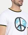 Shop Men's White World Peace Graphic Printed Varsity T-shirt