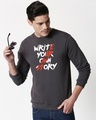 Shop Write Your Own Story Fleece Sweatshirt Nimbus Grey-Front