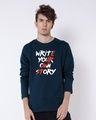 Shop Write Your Own Story Full Sleeve T-Shirt Navy Blue-Front
