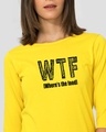 Shop WTF Food Round Neck 3/4 Sleeve T-Shirt Pineapple Yellow-Front