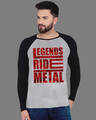 Shop Men's Grey & Black Printed Legends Ride Metal T-shirt-Front