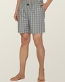 Shop Pack of 2 Men's Blue & Grey Checked Relaxed Fit Boxers-Design