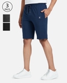 Shop Pack of 3 Men's Multicolor Regular Fit Shorts-Full
