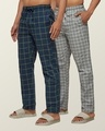Shop Pack of 2 Super Combed Cotton Checkered Pyjamas-Front