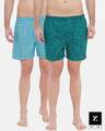 Shop Pack of 2 Men's Super Combed Cotton Checks & Printed Boxers-Front