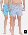 Shop Pack of 2 Men's Super Combed Cotton Checks & Printed Boxers-Front