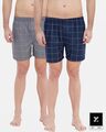 Shop Pack of 2 Men's Super Combed Cotton Checks Boxers-Front