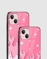 Shop Y2K Fireburst Pink Flame Premium Glass Case for Apple iPhone 14-Design