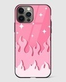 Shop Y2K Fireburst Pink Flame Premium Glass Case for Apple iPhone 14 Pro-Front