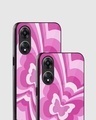 Shop Pink Butterfly Premium Glass Case for Oppo A78 5G-Design