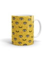 Shop Yellow All Over Eyes Doodle Printed Ceramic Coffee Mug (320 ml)-Front