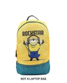 Shop Yellow & Blue Rockstar Minion Printed Small Backpack-Front