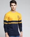 Shop Men's Yellow & Blue Color Block Slim Fit T-shirt-Design