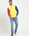 Shop Men's Yellow Contrast Sleeve Color Block Half Zipper Sweatshirt-Full