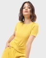 Shop Yellow Front Cross Rib Slim Fit Top-Front
