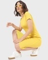 Shop Yellow Lettuce Hem Slim Fit Dress-Front