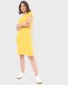 Shop Yellow Lettuce Hem Slim Fit Dress-Full
