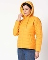 Shop Yellow Plain Puffer Jacket with Detachable Hood-Design