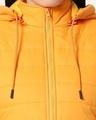 Shop Yellow Plain Puffer Jacket with Detachable Hood
