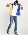 Shop Men's Yellow & Blue Sleeveless Reversible Puffer Jacket