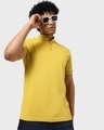 Shop Yellow Short Collar Tipping Polo-Front