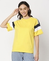 Shop Yolo Yellow Color Block Boyfriend T-Shirt-Front