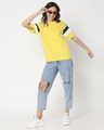 Shop Yolo Yellow Color Block Boyfriend T-Shirt-Full