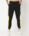Shop Yolo Yellow Color Block Joggers-Front