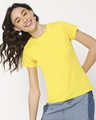 Shop Women's Yolo Yellow Slim Fit T-Shirt-Front
