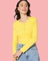 Shop Yolo Yellow Henley T-Shirt-Front