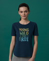 Shop Young Wild Free Colorful Basic Round Hem T-Shirt-Front
