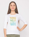 Shop Young Wild Free Colorful Round Neck 3/4th Sleeve T-Shirt-Front